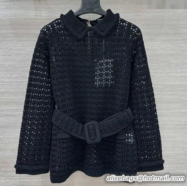 Good Quality Chanel Crochet Dress CH122610 Black 2025