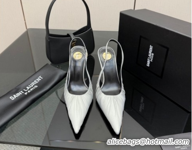 Trendy Design Saint Laurent Deroche Heel Slingbacks Pump 10.5cm in Mesh and Satin Grey YSL121201 1212062