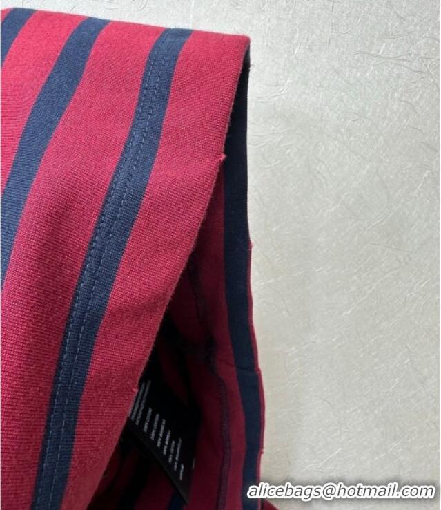 Big Discount Prada Cotton Striped Long Sleeve Shirt PR122610 Red 2025