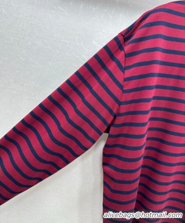 Big Discount Prada Cotton Striped Long Sleeve Shirt PR122610 Red 2025