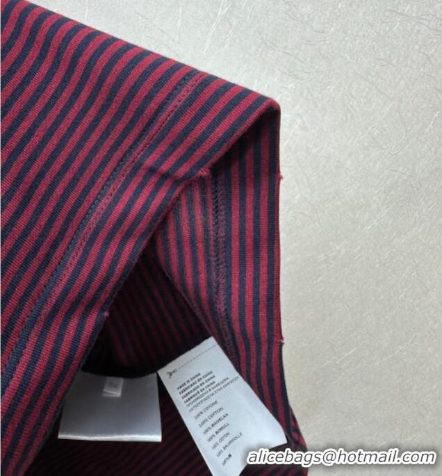 Top Grade Prada Cotton Striped T-Shirt PR122610 Red 2025