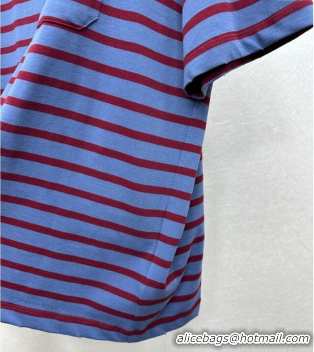 Grade Design Prada Cotton Striped T-Shirt PR122610 Purple 2025