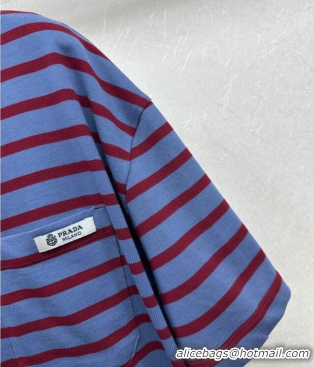 Grade Design Prada Cotton Striped T-Shirt PR122610 Purple 2025