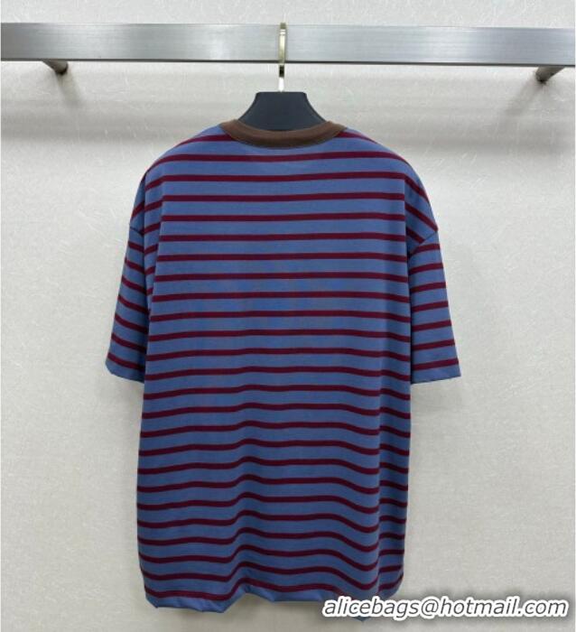 Grade Design Prada Cotton Striped T-Shirt PR122610 Purple 2025