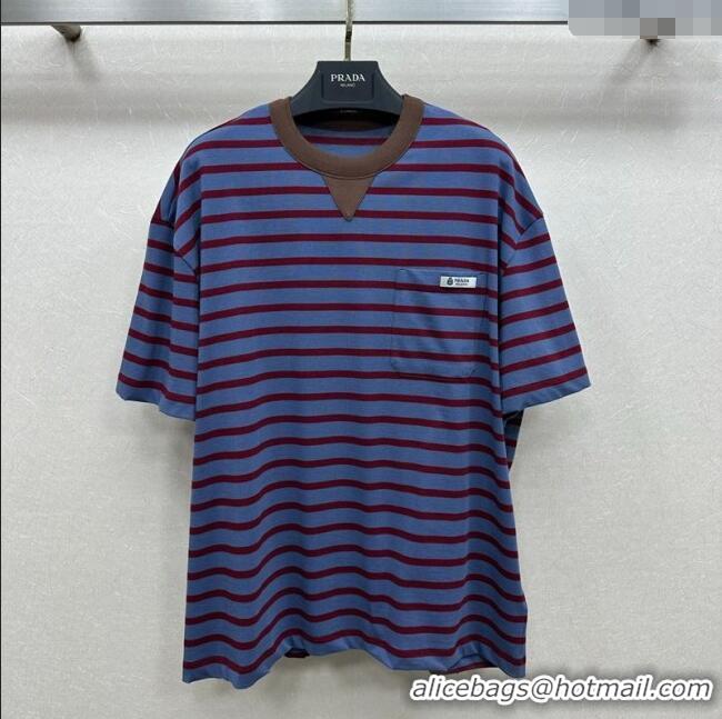 Grade Design Prada Cotton Striped T-Shirt PR122610 Purple 2025