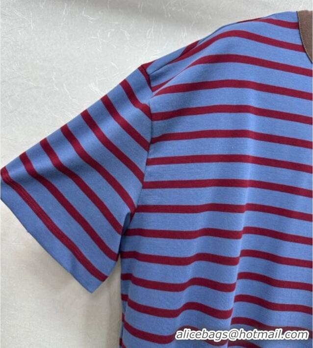 Grade Design Prada Cotton Striped T-Shirt PR122610 Purple 2025
