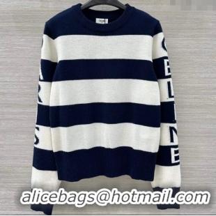 Famous Brand Celine Wool Striped Sweater CE122701 White/Blue 2025