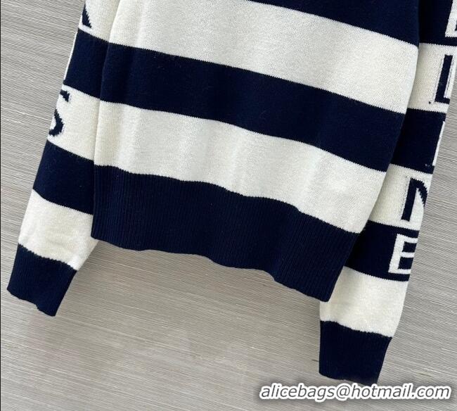 Famous Brand Celine Wool Striped Sweater CE122701 White/Blue 2025