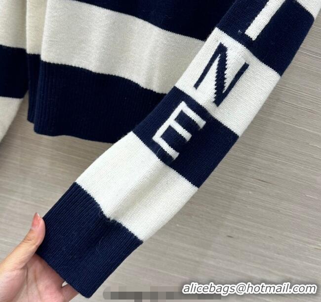Famous Brand Celine Wool Striped Sweater CE122701 White/Blue 2025