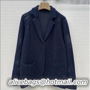 Unique Grade Brunello Cucinelli Knit Jacket BC122701 Dark Blue 2025