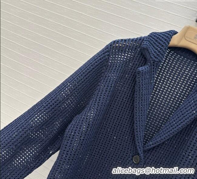 Unique Grade Brunello Cucinelli Knit Jacket BC122701 Dark Blue 2025