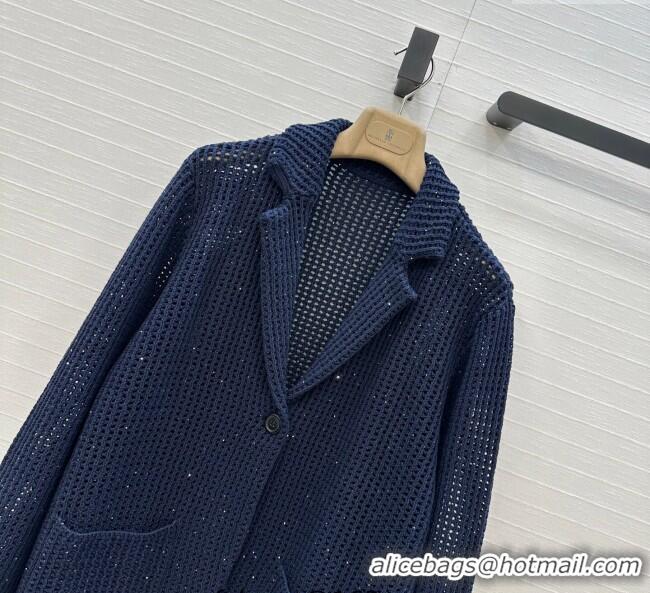 Unique Grade Brunello Cucinelli Knit Jacket BC122701 Dark Blue 2025