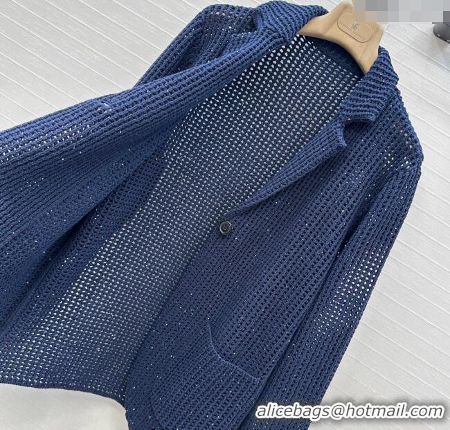 Unique Grade Brunello Cucinelli Knit Jacket BC122701 Dark Blue 2025