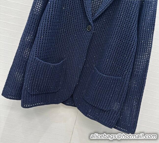 Unique Grade Brunello Cucinelli Knit Jacket BC122701 Dark Blue 2025