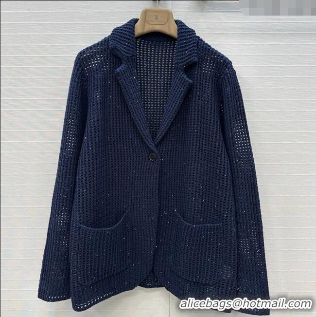 Unique Grade Brunello Cucinelli Knit Jacket BC122701 Dark Blue 2025