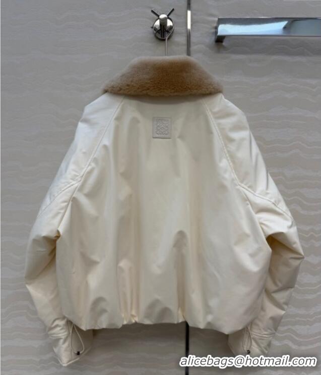 Best Price Loewe Down Jacket with Wool Neck LW122701 White 2025