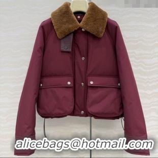 Promotional Loewe Down Jacket with Wool Neck LW122701 Red 2025