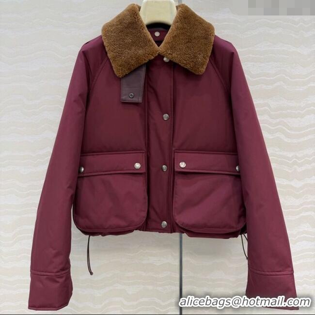 Promotional Loewe Down Jacket with Wool Neck LW122701 Red 2025