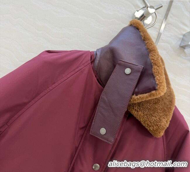 Promotional Loewe Down Jacket with Wool Neck LW122701 Red 2025