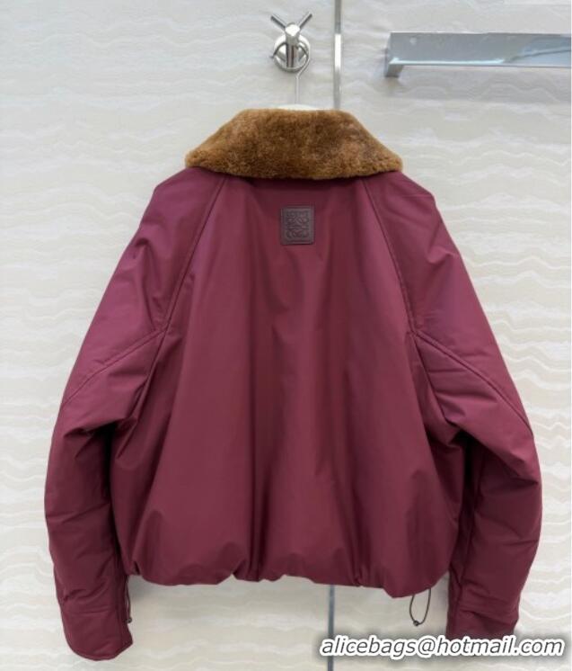 Promotional Loewe Down Jacket with Wool Neck LW122701 Red 2025
