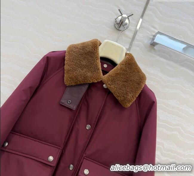 Promotional Loewe Down Jacket with Wool Neck LW122701 Red 2025