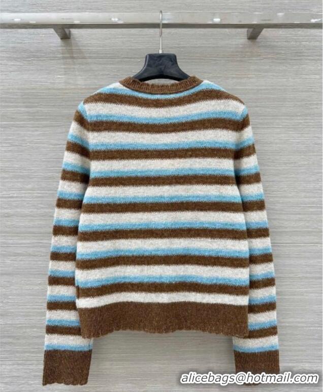 Unique Discount Loewe Wool Striped Cardigan with Lace Trim LW122703 2025