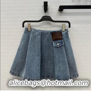 Top Grade Loewe Cotton Denim Mini Skirt LW122704 Blue 2025