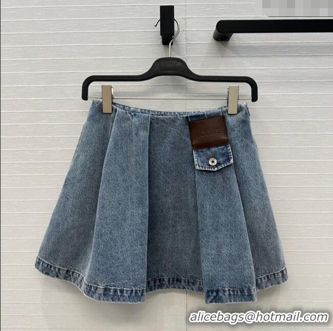 Top Grade Loewe Cotton Denim Mini Skirt LW122704 Blue 2025