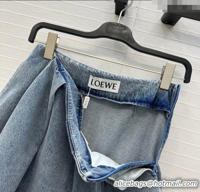 Top Grade Loewe Cotton Denim Mini Skirt LW122704 Blue 2025