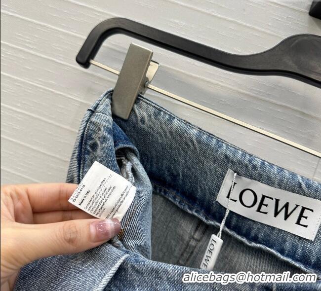 Top Grade Loewe Cotton Denim Mini Skirt LW122704 Blue 2025