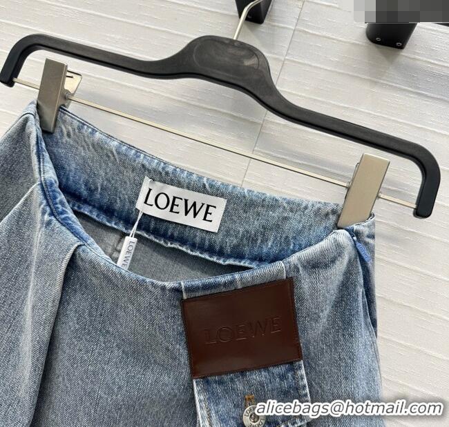 Top Grade Loewe Cotton Denim Mini Skirt LW122704 Blue 2025