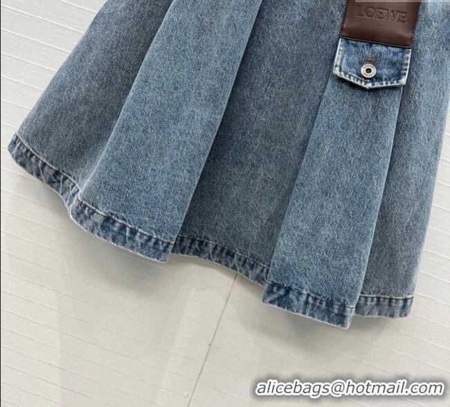 Top Grade Loewe Cotton Denim Mini Skirt LW122704 Blue 2025