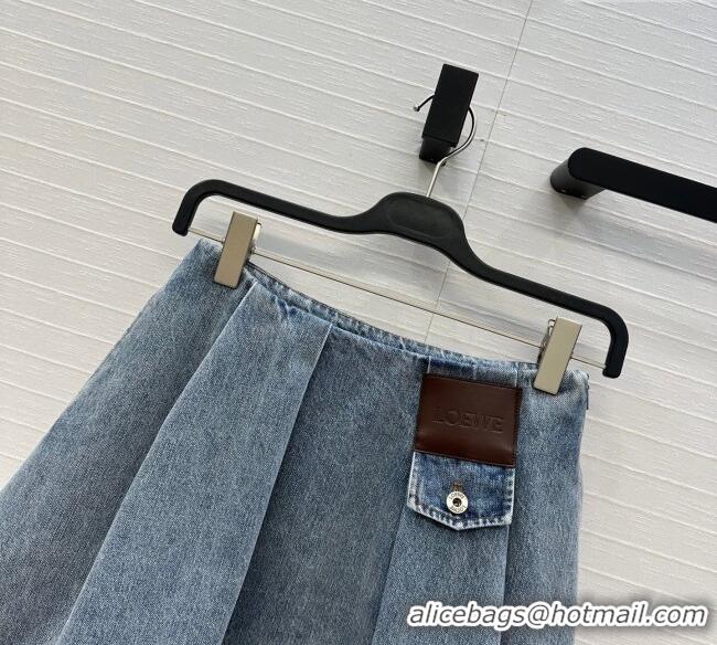 Top Grade Loewe Cotton Denim Mini Skirt LW122704 Blue 2025