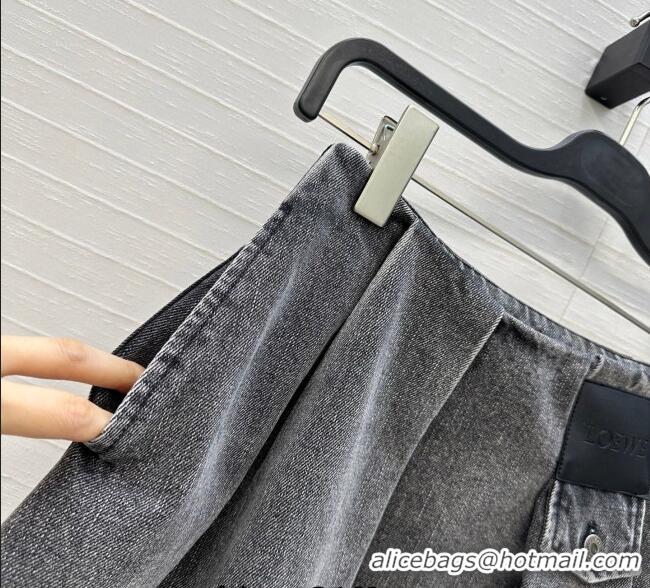 Luxury Discount Loewe Cotton Denim Mini Skirt LW122704 Grey 2025