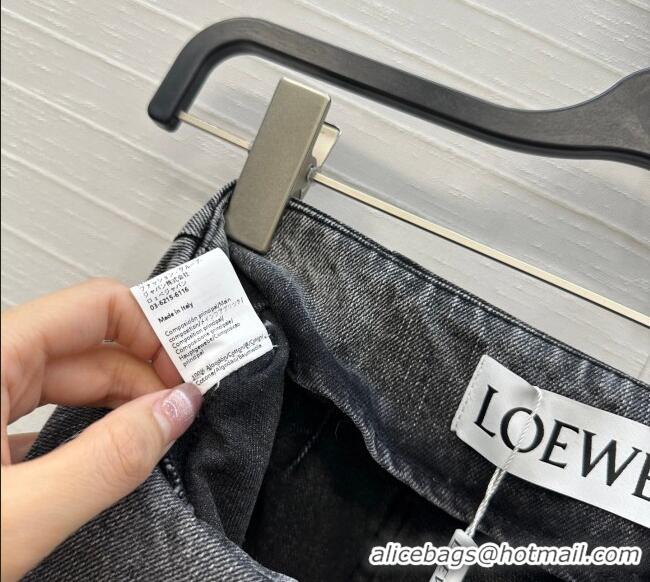 Luxury Discount Loewe Cotton Denim Mini Skirt LW122704 Grey 2025