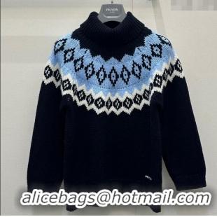 Best Price Prada Wool Cashmere Sweater PR122701 Black/Blue 2025