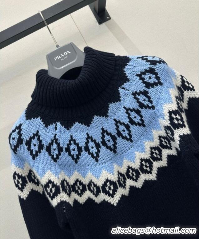 Best Price Prada Wool Cashmere Sweater PR122701 Black/Blue 2025