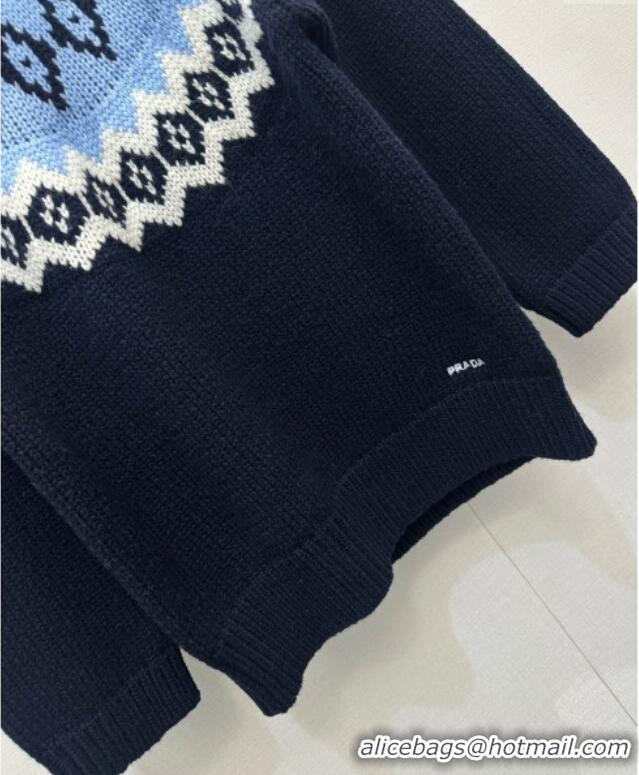 Best Price Prada Wool Cashmere Sweater PR122701 Black/Blue 2025