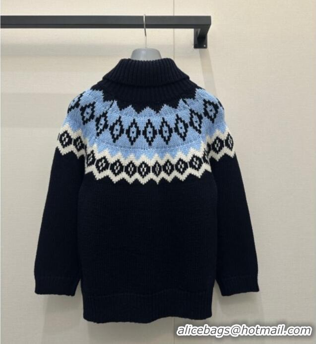 Best Price Prada Wool Cashmere Sweater PR122701 Black/Blue 2025