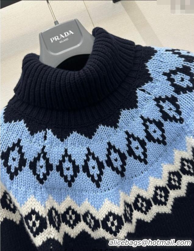 Best Price Prada Wool Cashmere Sweater PR122701 Black/Blue 2025