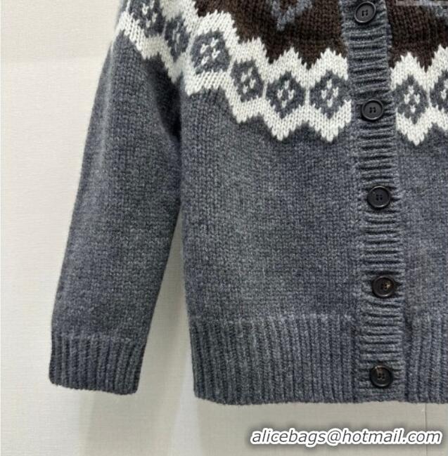 ​Famous Brand Prada Wool Cashmere Blend Cardigan PR122702 Grey 2025