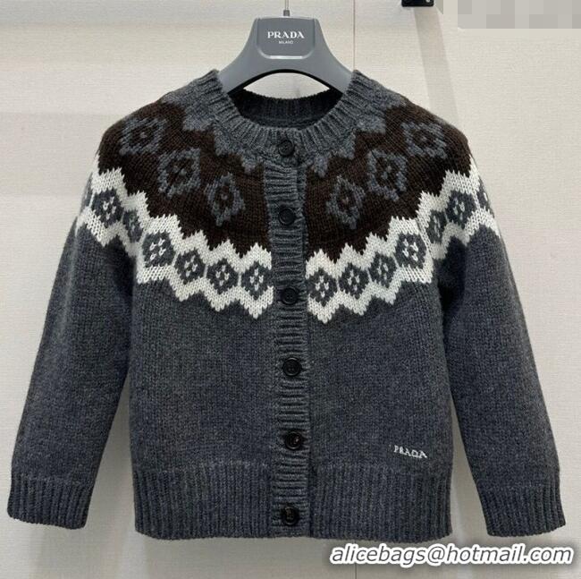 ​Famous Brand Prada Wool Cashmere Blend Cardigan PR122702 Grey 2025