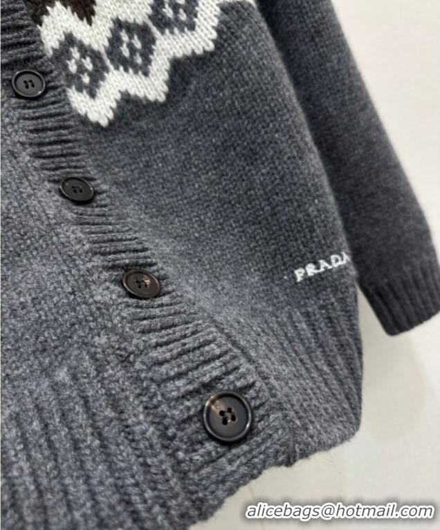 ​Famous Brand Prada Wool Cashmere Blend Cardigan PR122702 Grey 2025