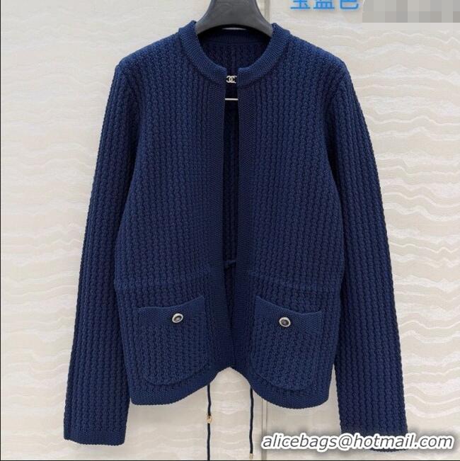 Top Grade Chanel Knit Cardigan CH122701 Royal Blue 2025
