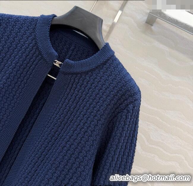 Top Grade Chanel Knit Cardigan CH122701 Royal Blue 2025