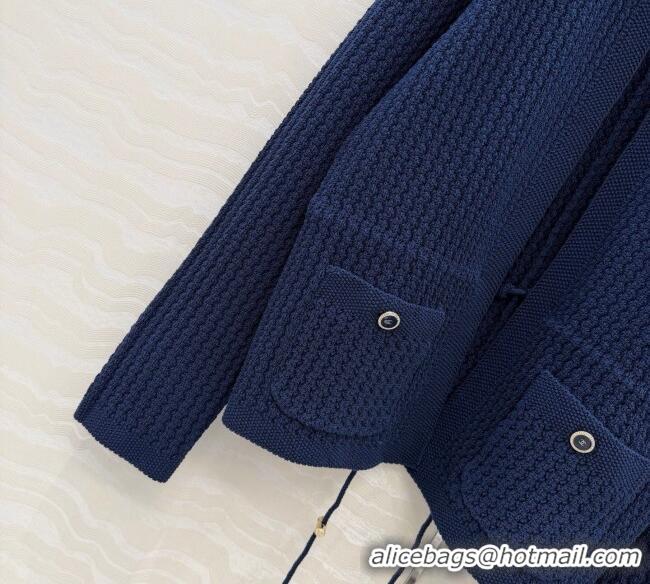 Top Grade Chanel Knit Cardigan CH122701 Royal Blue 2025