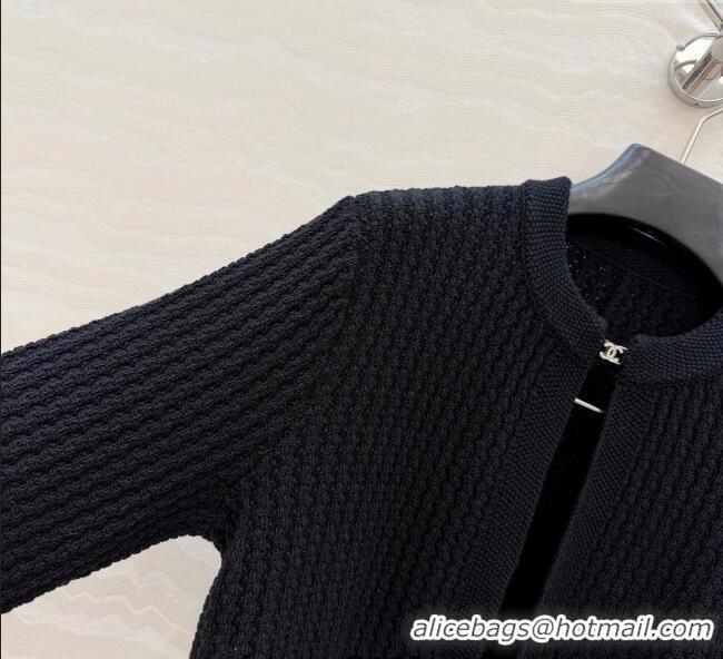 Luxury Discount Chanel Knit Cardigan CH122701 Black 2025