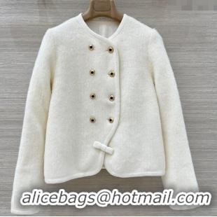 Top Quality Chanel Mohair Wool Jacket CH122702 White 2025