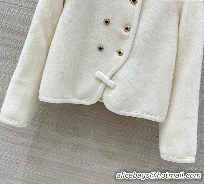Top Quality Chanel Mohair Wool Jacket CH122702 White 2025