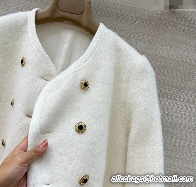 Top Quality Chanel Mohair Wool Jacket CH122702 White 2025